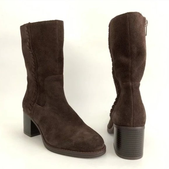 Vince Camuto Zelcinna Water Repellant Brown Suede Mid Shaft Boots SIZE 8 M - Picture 3 of 7